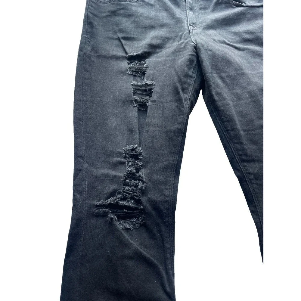 Express Women’s Black Jeans Size 12 Mid Rise Legging Distressed Stretch
